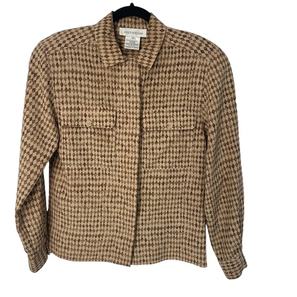 Vintage Jones New York Button Down Blouse Brown Size 4 - Picture 1 of 6